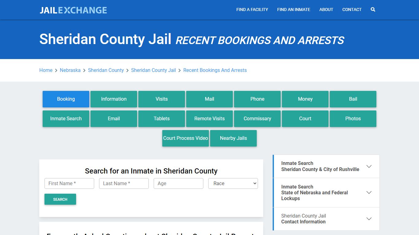 Sheridan County Jail NE Recent Arrests and Bookings - Jail Exchange