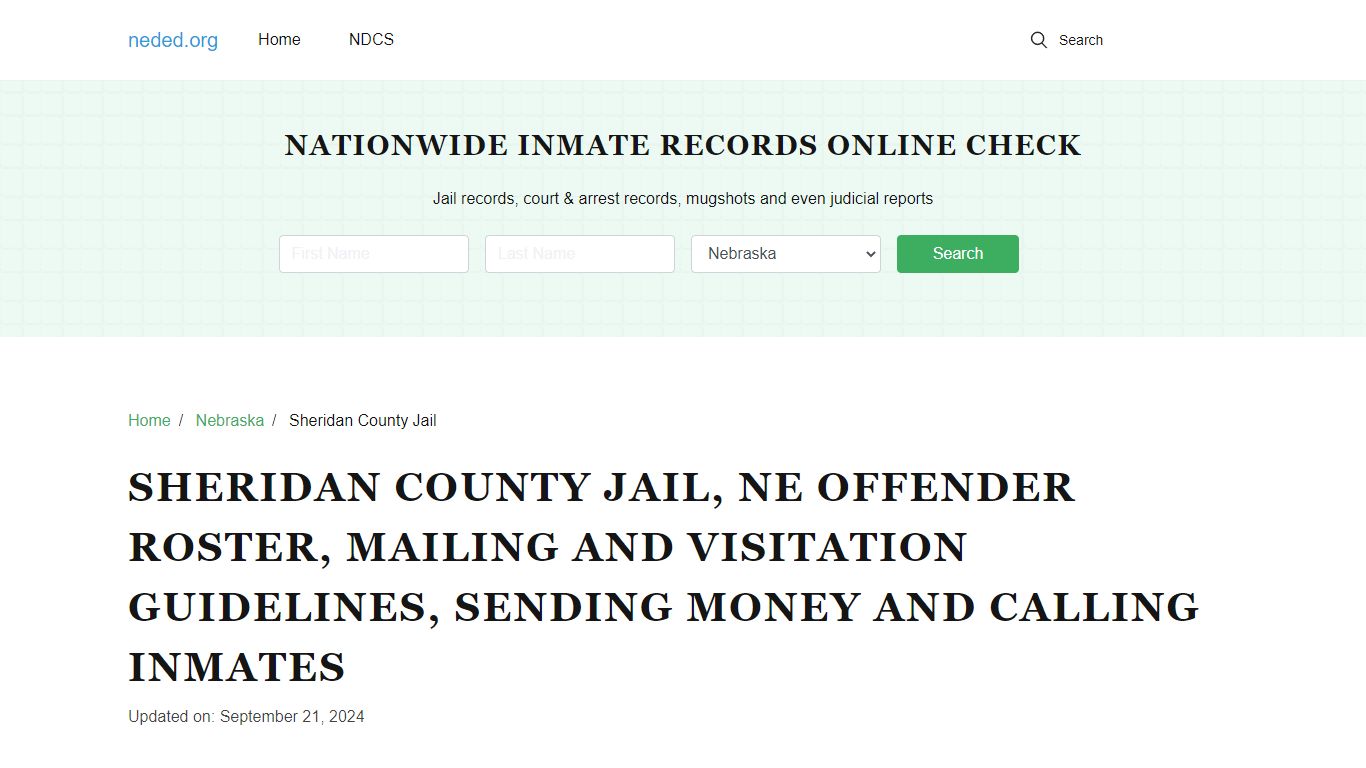 Sheridan County Jail, NE: Inmate Search, Visitation & Contact Info