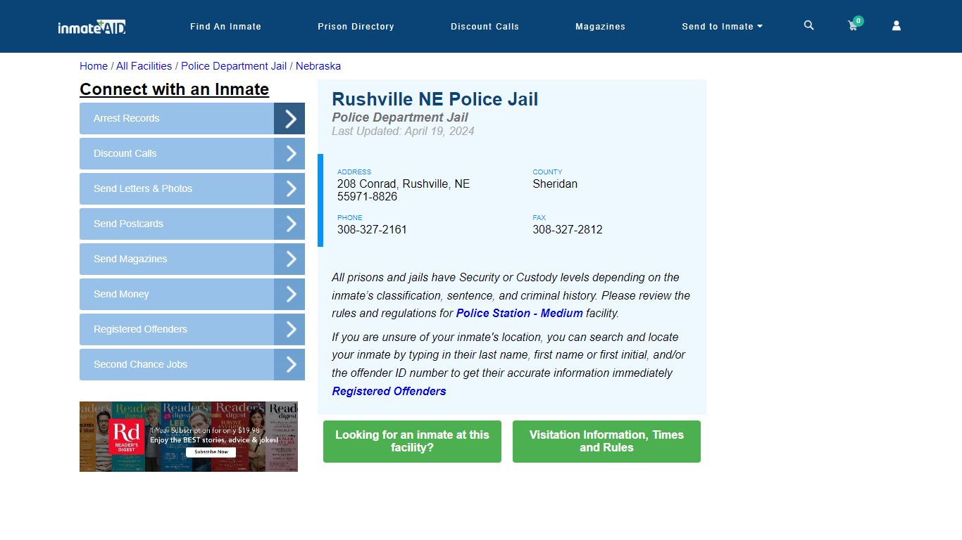 Rushville NE Police Jail - Arrests Warrants - InmateAid
